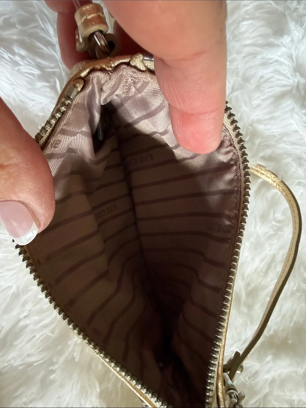 Liz Claiborne Gold Metallic Wristlet Clutch with Strap